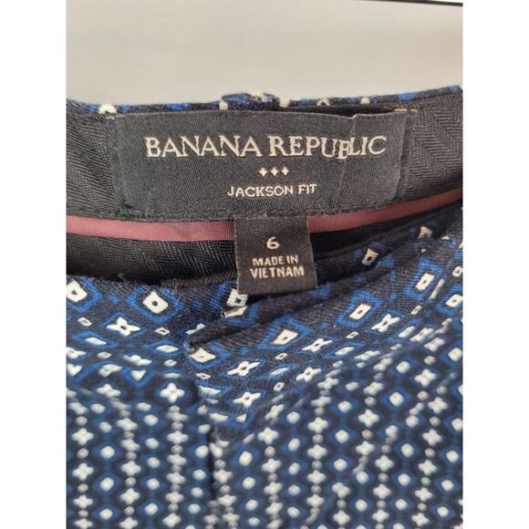 Banana Republic Women Jackson Fit Diamond Spotted Print Cropped Pants Blue Sz 6 - Picture 4 of 9